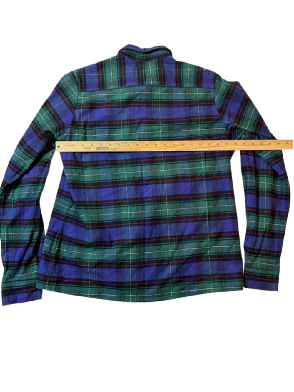 Vermont Flannel Co Plaid Flannel Shirt Blue Green Cotton Button Up Large USA - Picture 6 of 7